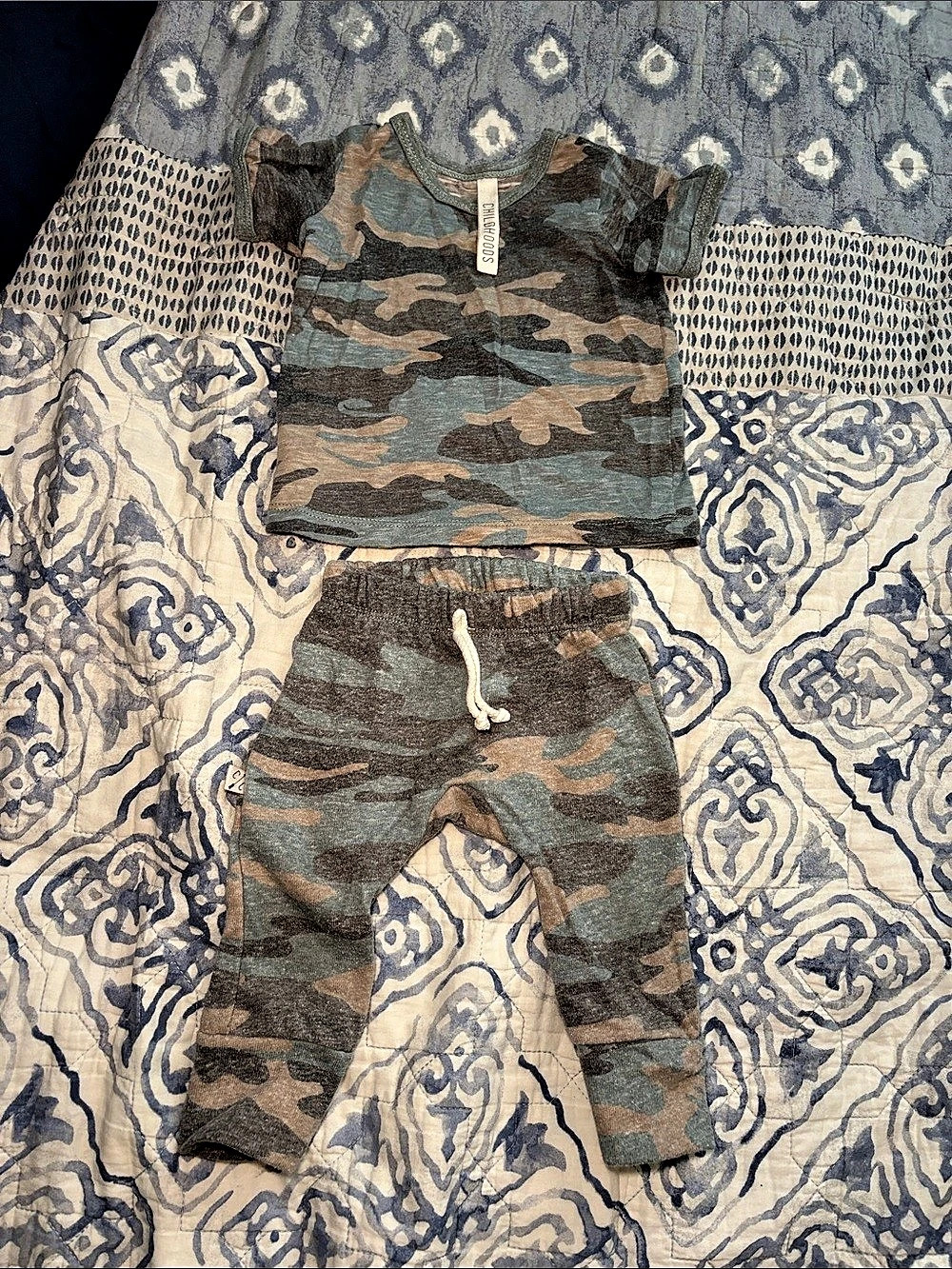 Childhoods Clothing Faded Camo Tee and Gusset Pants Set